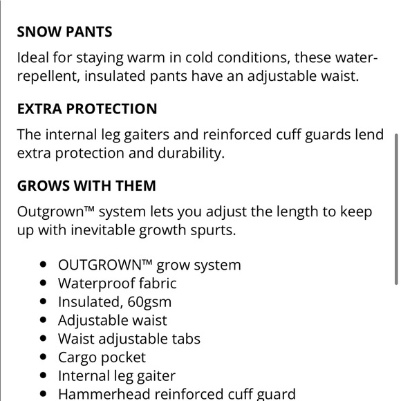 Columbia Black Snow Pants Youth Size Small - Picture 14 of 14